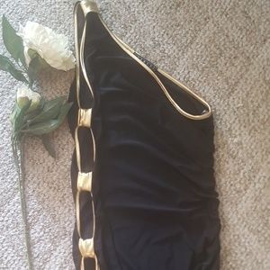Gold and Black side cut out party dress